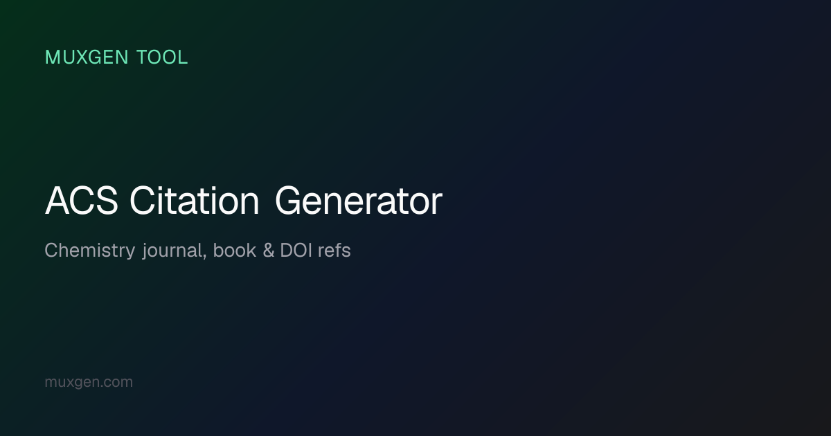 ACS Citation Generator — Free American Chemical Society Reference Maker ...