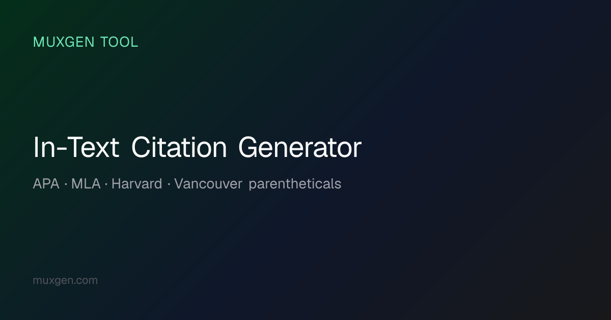 In-Text Citation Generator — Free APA, MLA, Harvard & Vancouver ...