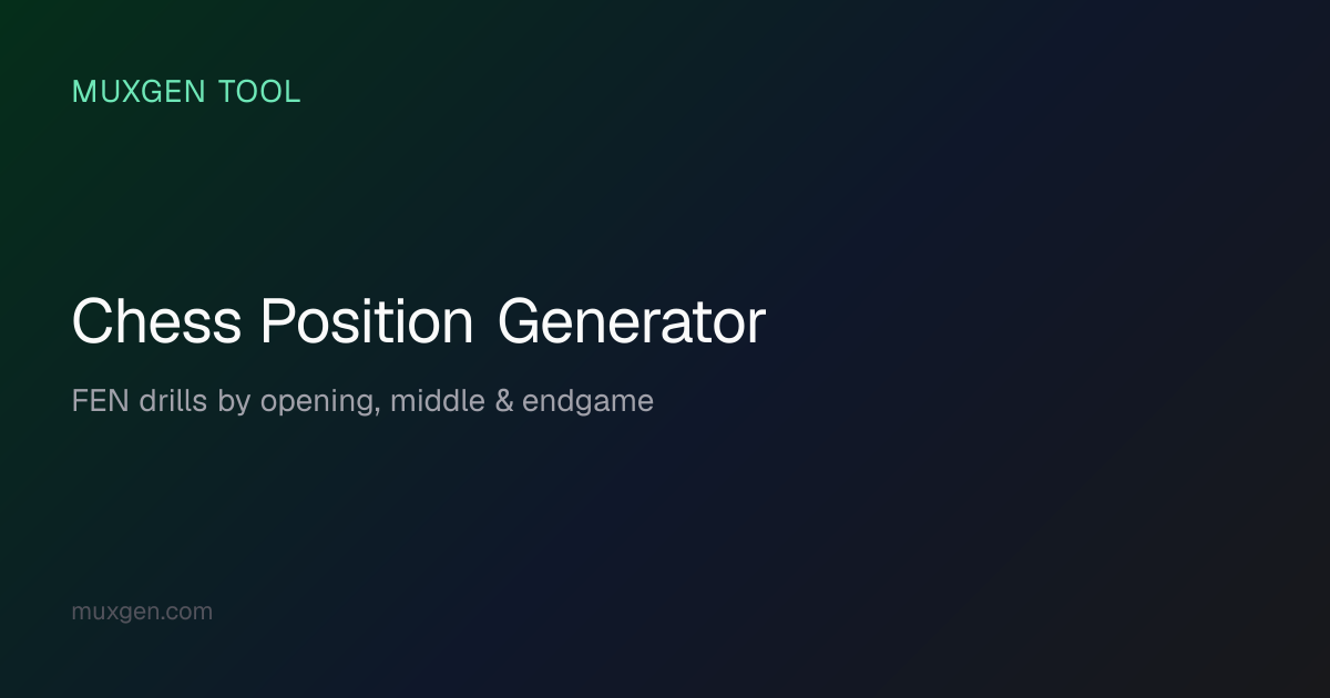 Chess Position Generator — Free Random FEN Positions by Phase | Muxgen