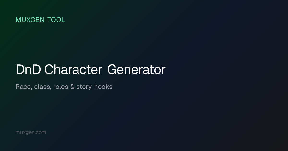 DnD Character Generator — Free Random Race, Class, Background & Hooks ...