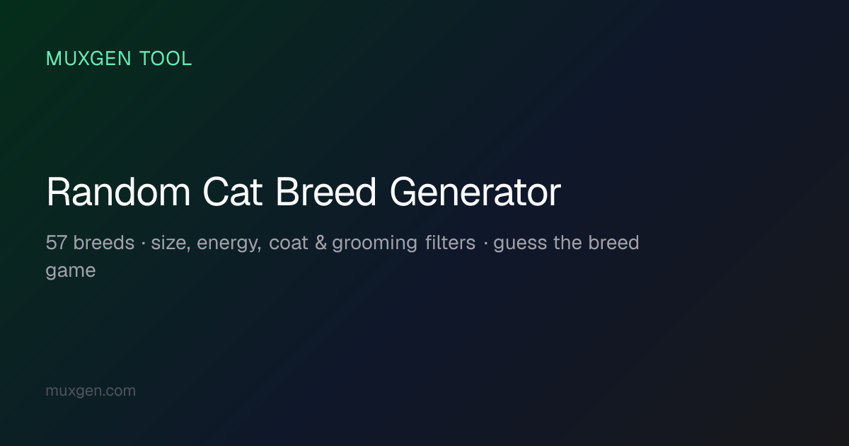 Random Cat Breed Generator — Pick Cat Breeds by Size, Activity & Coat ...