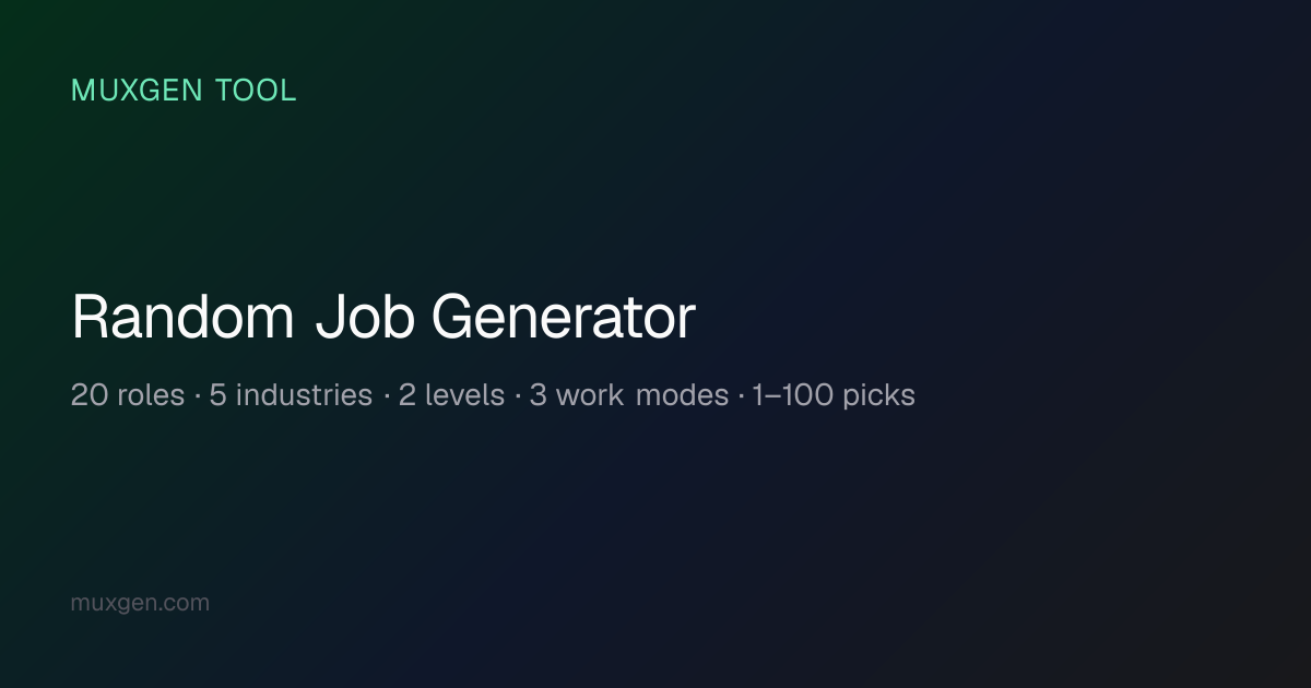 Random Job Generator — Pick Career Roles by Industry, Experience & Work ...