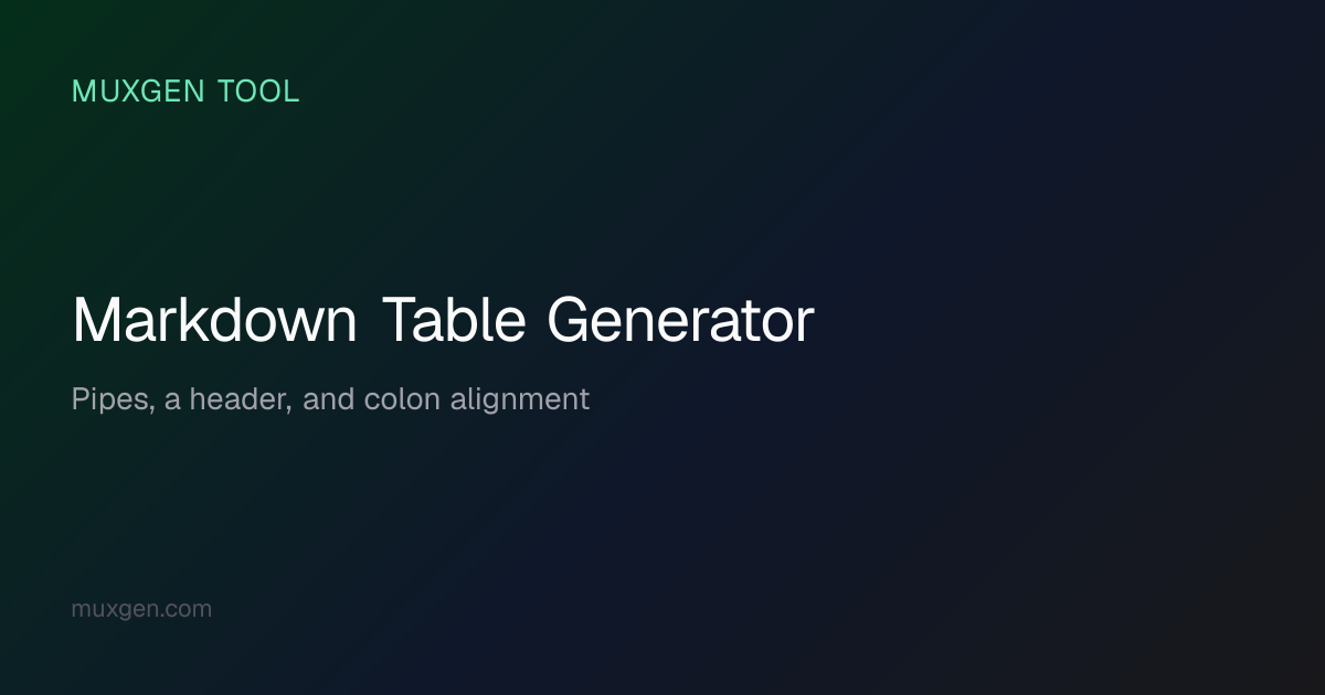 Markdown Table Generator — GitHub README Tables with Alignment | Muxgen