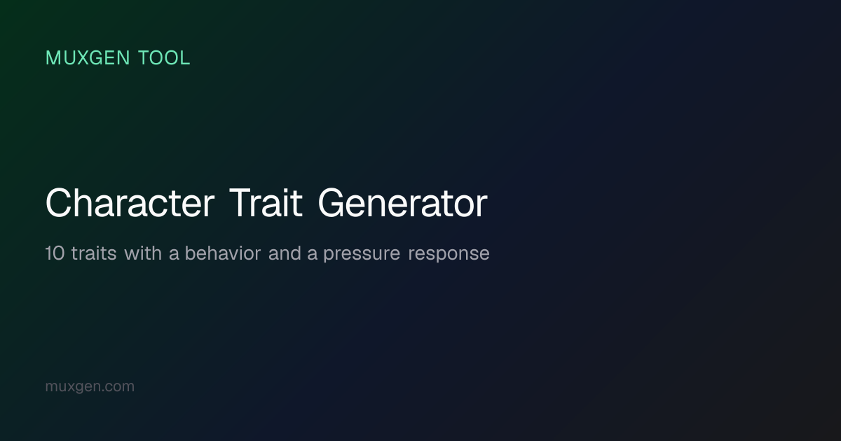 Character Trait Generator — Personality & Flaws (10 Seeds) | Muxgen