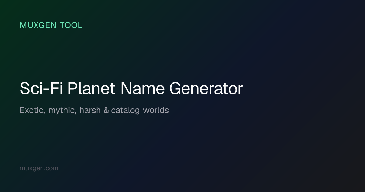Sci-Fi Planet Name Generator — Alien & Catalog Names | Muxgen